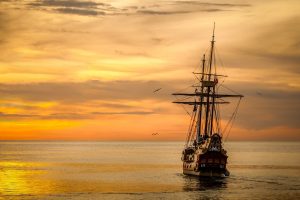 sunset with boat thailand